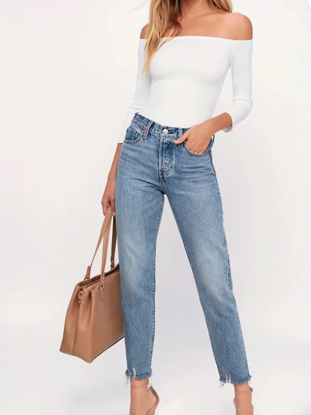Like a Bird White Off-the-Shoulder Bodysuit